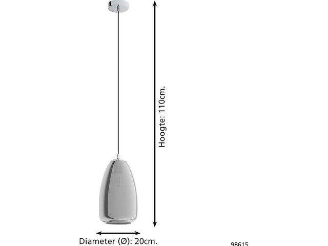 Hanglamp, eglo, alobrase, chroom - afbeelding 3 van  3