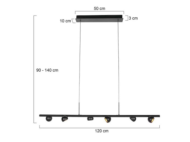 Hanglamp marcadore recht steinhauer, 4137zw, zwart, bouwjaar 2025, nieuw in doos - afbeelding 3 van  8