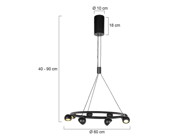 Hanglamp marcadore rond steinhauer, 4136zw, zwart, bouwjaar 2025, nieuw in doos - afbeelding 3 van  8