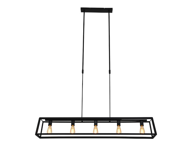 Hanglamp met 5 x een e27 fitting, mexlite, buckley 2675zw, zwart, 2027 - afbeelding 1 van  5
