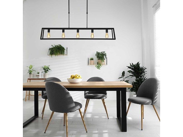 Hanglamp met 5 x een e27 fitting, mexlite, buckley 2675zw, zwart, 2027 - afbeelding 2 van  5