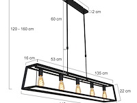 Hanglamp met 5 x een e27 fitting, mexlite, buckley 2675zw, zwart, 2027 - afbeelding 3 van  5