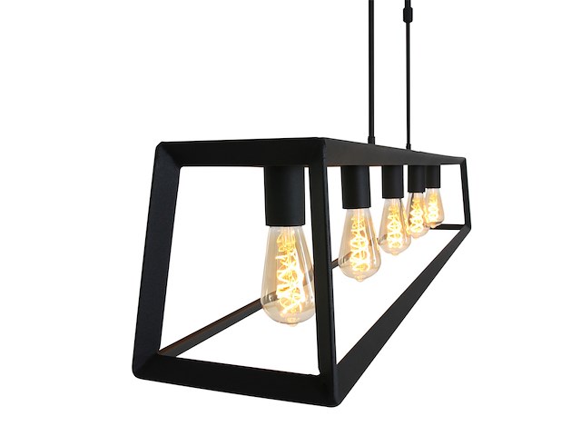 Hanglamp met 5 x een e27 fitting, mexlite, buckley 2675zw, zwart, 2027 - afbeelding 5 van  5