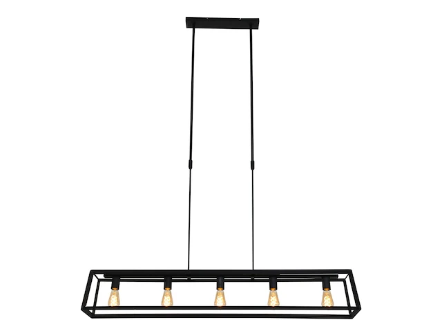 Hanglamp met 5 x een e27 fitting, mexlite, buckley 2675zw, zwart, 2027 - afbeelding 1 van  5