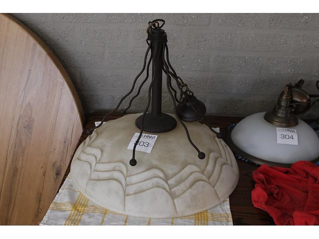 Hanglamp met glazen kap doorsnede 50 cm. - afbeelding 1 van  2