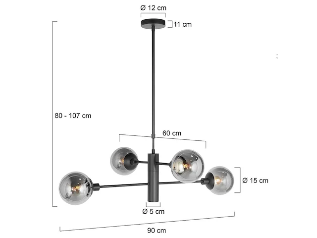 Hanglamp met onderlicht, steinhauer, constellation 3804zw, zwart, 2026 - afbeelding 3 van  5