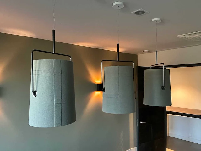 Hanglamp met stoffen kap (3x) - afbeelding 1 van  3