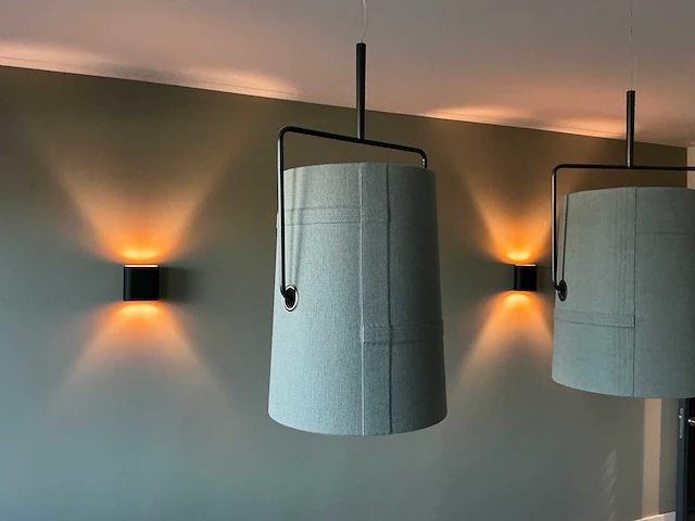 Hanglamp met stoffen kap (3x) - afbeelding 2 van  3