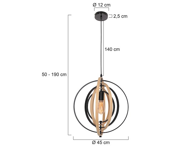 Hanglamp muoversi anne light, 3491be, zwart, beuken, bouwjaar 2025, nieuw in doos - afbeelding 3 van  7