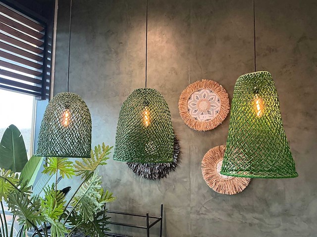 Hanglamp riet (3x) - afbeelding 1 van  5