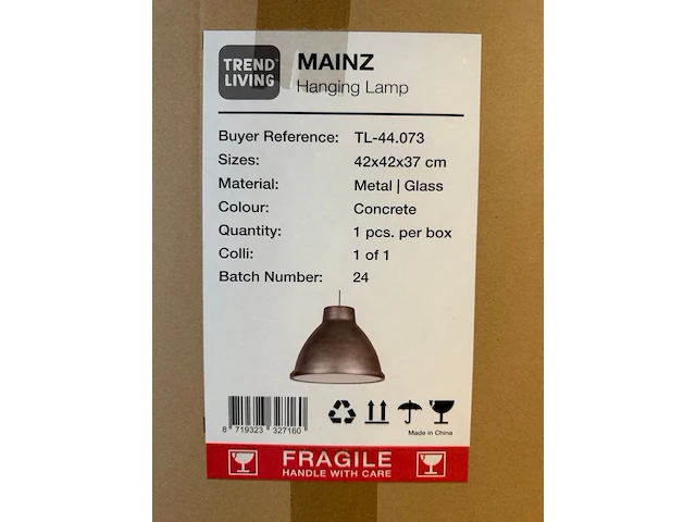 Hanglamp trend living, mainz, concrete - afbeelding 1 van  1