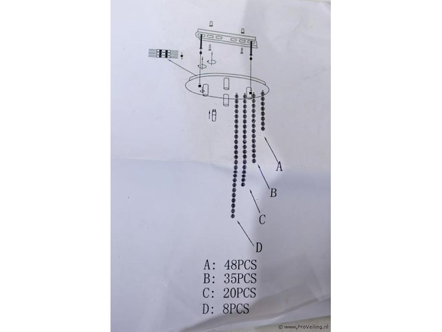 Hanglamp/kroonluchter met transparant kralenkettingen - afbeelding 3 van  3
