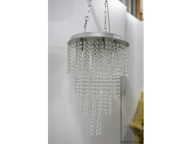 Hanglamp/kroonluchter met transparant kralenkettingen - afbeelding 2 van  3