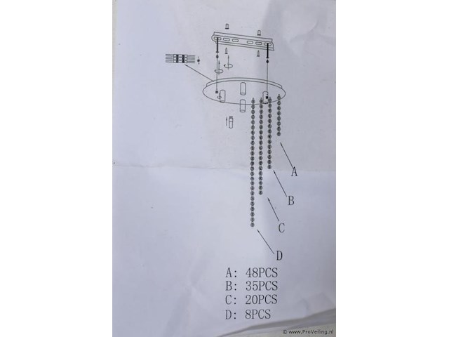 Hanglamp/kroonluchter met transparant kralenkettingen - afbeelding 3 van  3