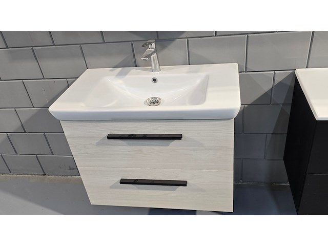 Hangmeubel met spiegelkast met led dansani, wastafelmeubel, hout - afbeelding 4 van  11