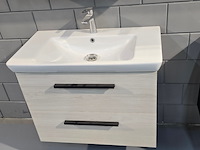 Hangmeubel met spiegelkast met led dansani, wastafelmeubel, hout - afbeelding 4 van  11