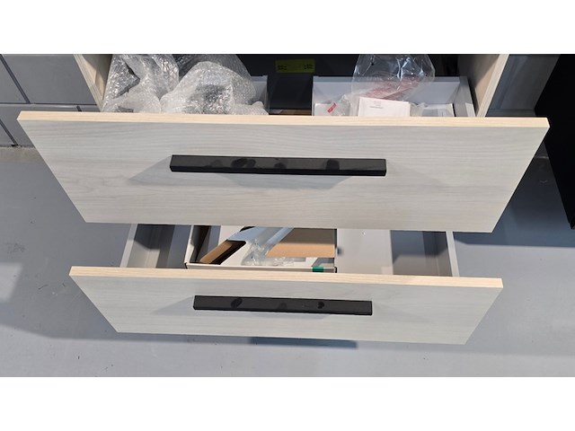 Hangmeubel met spiegelkast met led dansani, wastafelmeubel, hout - afbeelding 6 van  11
