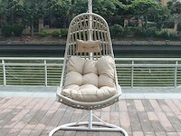 Hangstoel 80 cm breed - hoogte 195 cm - wit frame / mokka kussens - afbeelding 3 van  5