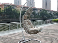 Hangstoel 80 cm breed - hoogte 195 cm - wit frame / mokka kussens - afbeelding 4 van  5