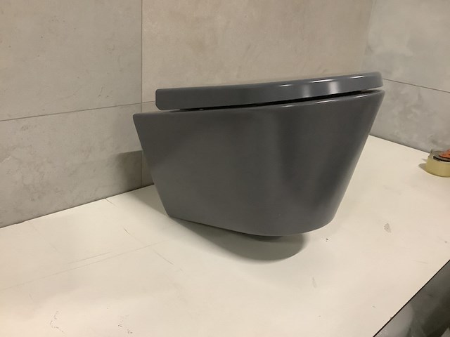 Hangtoilet incl. zitting, mat grijs - afbeelding 4 van  4