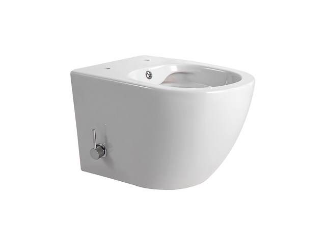 Hangtoilet zonder bril randloos met bidetfunctie, darlo, dl55700, wit - afbeelding 1 van  4