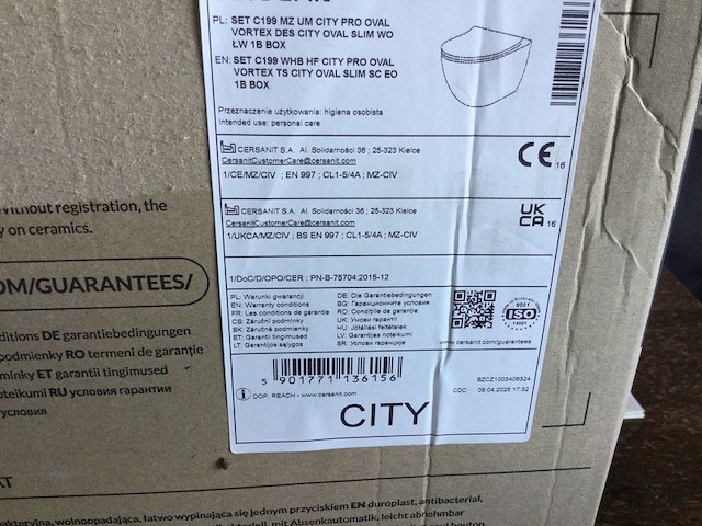 Hangtoilet zonder rand met toiletzitting, cersanit, wit - afbeelding 3 van  3
