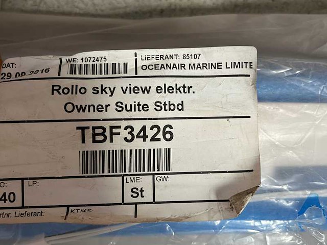 Hanse rollo sky view elektr. owner suite stbd - afbeelding 1 van  2