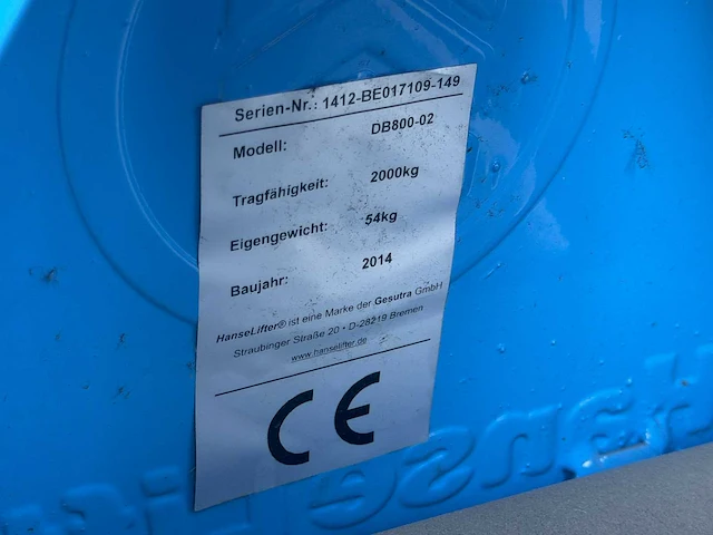 Hanselifter - 2014 - db800-02 - hydraulische palletwagen - afbeelding 2 van  3