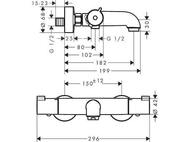 Hansgrohe - ecostat 1001 cl - 13201000 - badthermostaat opbouw - afbeelding 2 van  5