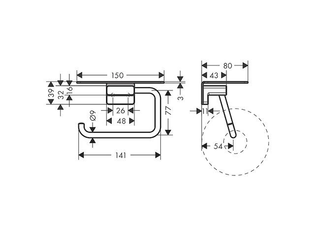 Hansgrohe addstoris toiletrolhouder met plankje geborsteld zwart chroom - afbeelding 2 van  2