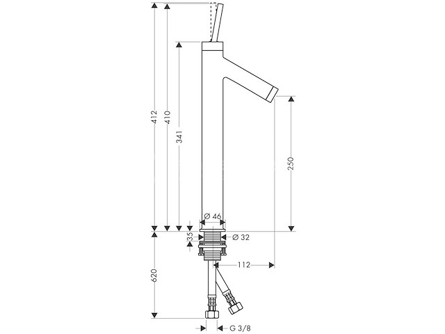 Hansgrohe axor stainless steel single lever high rise mixer tab - 10129000 - afbeelding 4 van  5