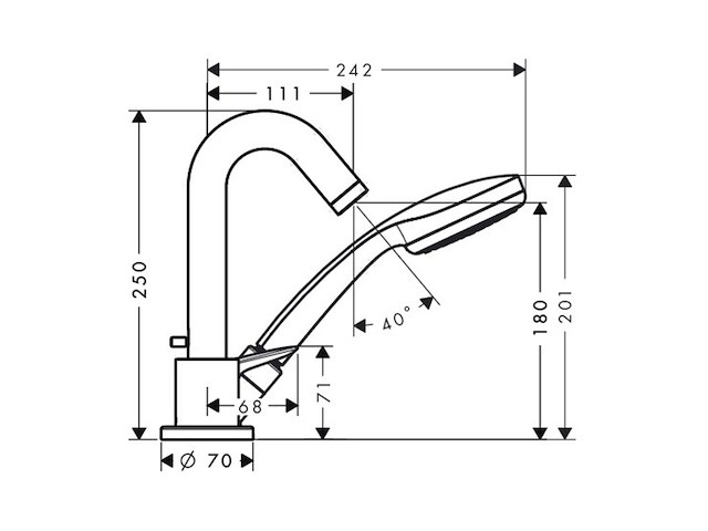 Hansgrohe logis 3-gaats eengreepsmengkraan incl. douchekop chroom - afbeelding 2 van  2