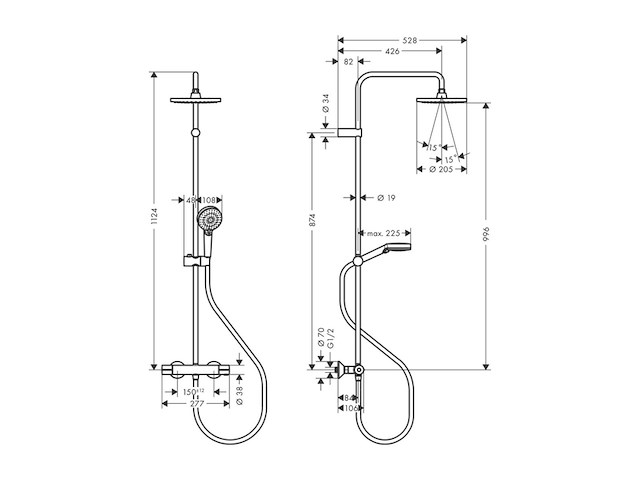 Hansgrohe vernis blend showerpipe met thermostaat mat zwart - afbeelding 2 van  2