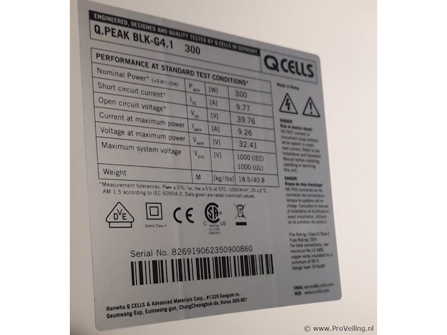 Hanwha q.peak blk-g4.1 300 zonnepanelen - 4 stuks - afbeelding 2 van  2