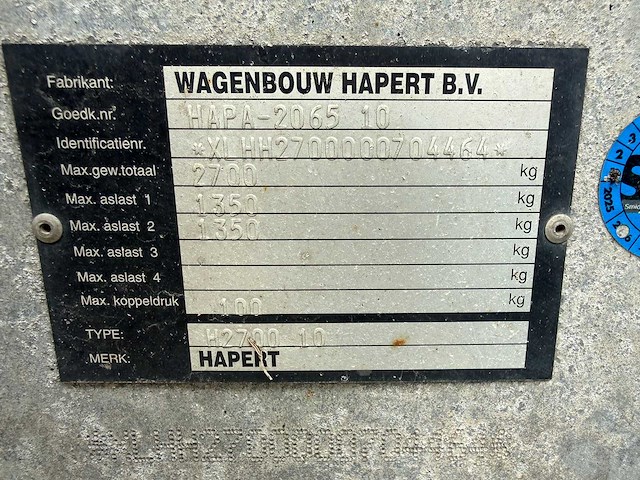 Hapert - 2008 - h 2700 - kantelbare aanhangwagen / machinetransporter - afbeelding 11 van  16