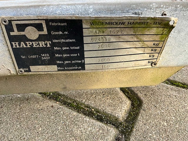 Hapert k2000 aanhangwagen bovenstel - afbeelding 7 van  7