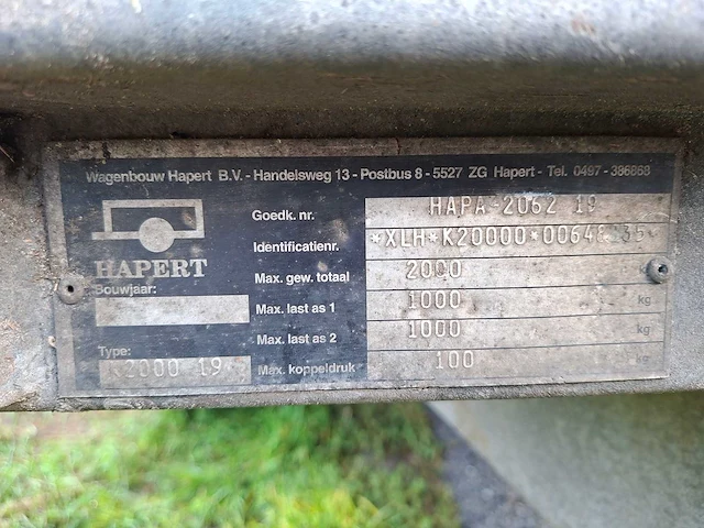 Hapert tandem asser aanhangwagen - afbeelding 8 van  9