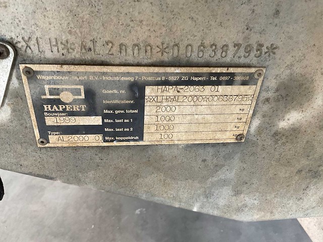 Hapert tandemassige aanhangwagen - afbeelding 5 van  8