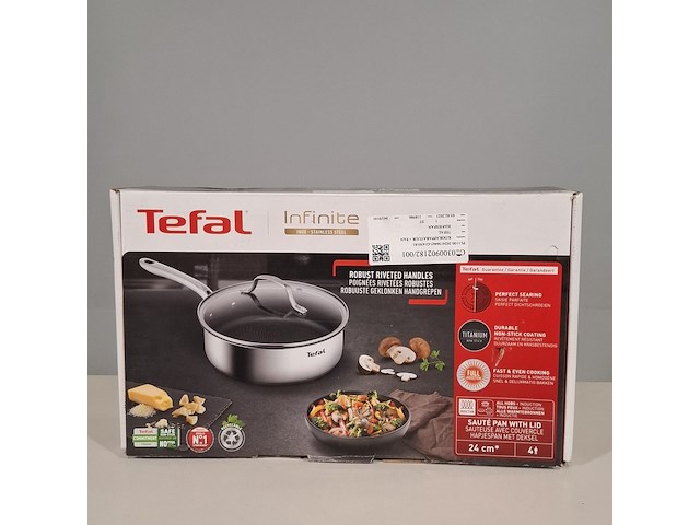 Hapjespan met deksel, tefal, inox infinite - afbeelding 1 van  8