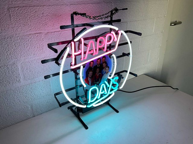Happy days glas neon decoratie - afbeelding 3 van  4