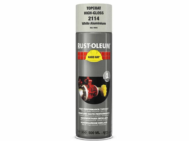 Hard hat - rust-oleum 2114 wit ral 9006 - spuitbus verf (6x) - afbeelding 1 van  8