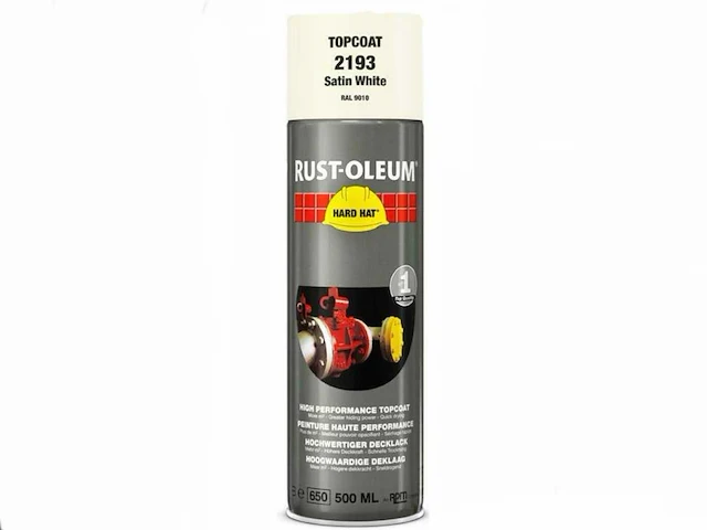 Hard hat - rust-oleum 2193 zijdeglans wit ral 9010 - spuitbus verf (3x) - afbeelding 1 van  7