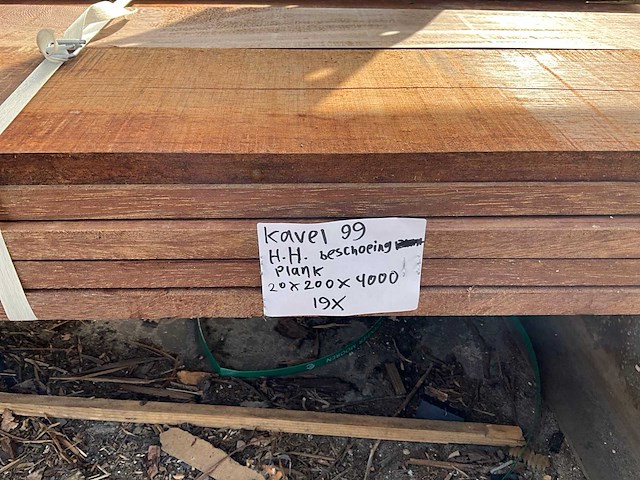 Hardhout beschoeiing plank 4000x20x200 mm (19x) - afbeelding 5 van  5