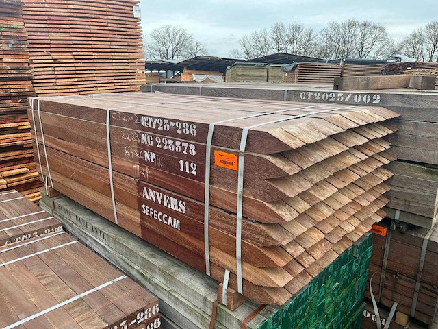 Hardhout paal 5x5x200cm (140x) - afbeelding 1 van  2