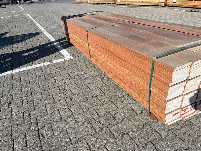 Hardhout planken geschaafd 2450x145x21mm (73x) - afbeelding 2 van  4