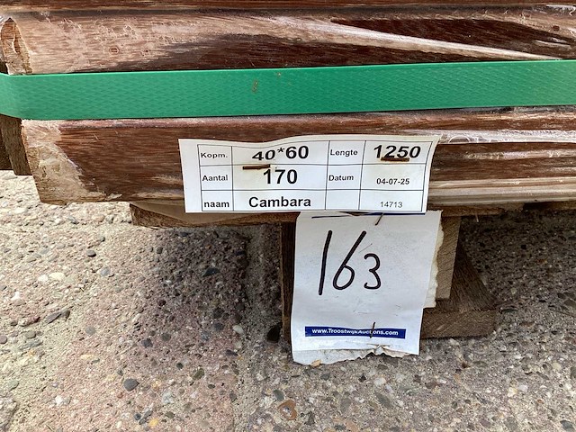 Hardhouten lat 40x60x1250mm (170x) - afbeelding 6 van  6