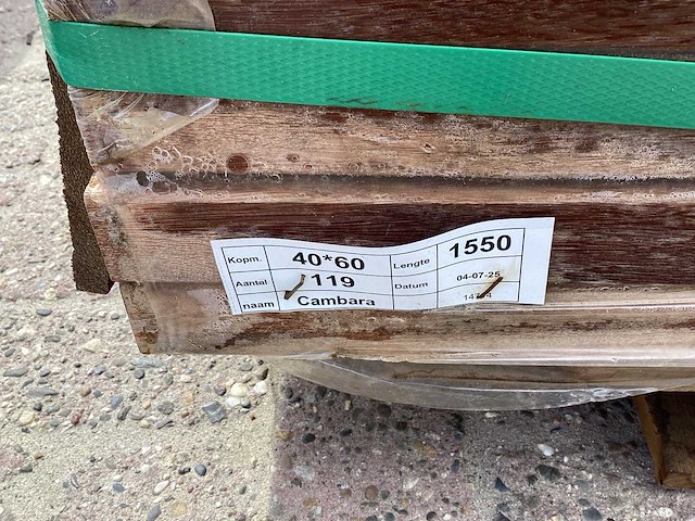 Hardhouten lat 40x60x1550mm (119x) - afbeelding 5 van  5
