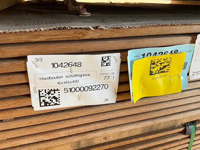 Hardhouten plank geschaafd 490x14,5x1,6 cm (25x) - afbeelding 3 van  5