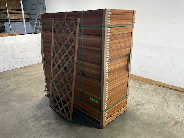 Hardhouten trellis recht met kader 180x75 cm (10x) - afbeelding 2 van  4