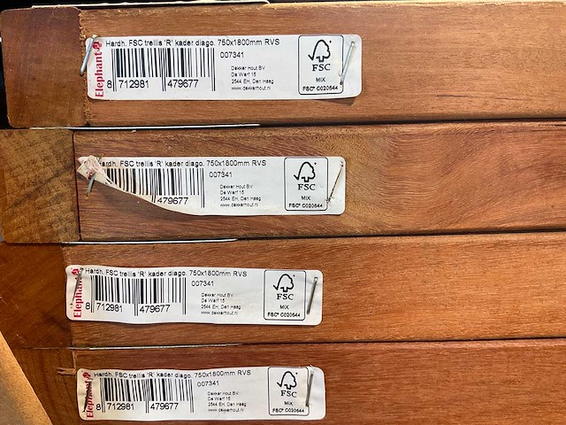 Hardhouten trellis recht met kader 180x75 cm (60x) - afbeelding 4 van  13